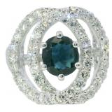 Oval Natural 2.30 Sapphire & Diamond Ring