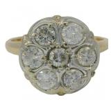 14kt Gold Antique 1.00 ct Diamond Cluster Ring
