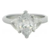 Platinum 1.94 ct Natural Marquise Cut Diamond Ring