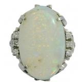 Platinum 5.32 ct Natural Opal & VS Diamond Ring