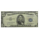 1953 $5 Blue Seal Silver Certificate Note