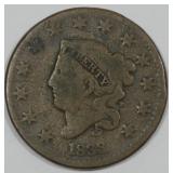 1833 Coronet Head Large 1 Cent Coin