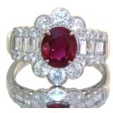 Platinum 3.68 ct Natural Ruby & VS Diamond Ring