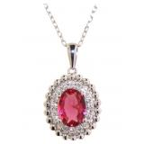 Oval 2.25 ct Ruby & Diamond Necklace