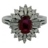 Platinum 1.22 ct Natural Ruby & Diamond Ring