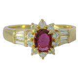 18k Gold Natural Ruby & Diamond Ring