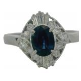 Platinum 1.34ct Natural Sapphire & VS Diamond Ring