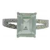 Emerald Cut 2.00 ct Green Amethyst & Diamond Ring