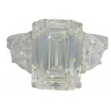 14k Gold 6.67 ct Emerald Cut Lab Diamond Ring