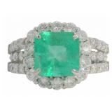 Platinum 4.50 ct Emerald & Diamond Ring