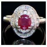 Platinum 1.57 ct Natural Ruby & Diamond Ring