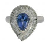 Platinum 2.55 ct Natural Sapphire & Diamond Ring