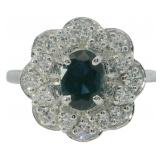 Oval 1.45 ct Natural Sapphire & Diamond Ring