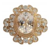 14kt Gold 1.90 ct Natural Morganite & Diamond Ring