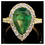 Natural 4.15 ct Emerald & VS Lab Diamond Ring