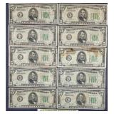 1934 Green Seal $5 Federal Reserve Note Lot