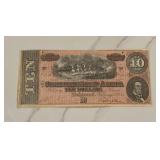 1864 $10 Confederate States of America Note