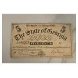 1863 5 Cent State of Georiga Treasury Note