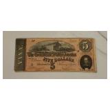 1864 $5 Confederate States of America Bank Note