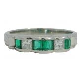 Platinum .96 ct Natural Emerald & Diamond Ring