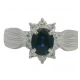 Platinum 1.18 ct Natural Sapphire & Diamond Ring