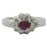 Platinum Natural Ruby & Diamond Ring