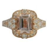 14kt Gold 2.20 ct Natural Morganite & Diamond Ring