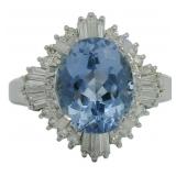 Platinum 4.57 ct Natural Tanzanite & Diamond Ring