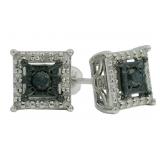 Princess Cut 1/2 ct Black & White Diamond Earrings