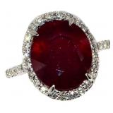 14k Gold 11.33 ct Oval Ruby & Diamond Ring