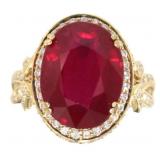 14kt Gold 11.92 ct Ruby & Diamond Ring