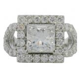 14kt Gold 4.03 ct Princess Cut Lab Diamond Ring