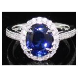 14kt Gold Oval 2.78 ct Sapphire & Diamond Ring