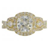 14kt Gold 2.45 ct Cushion Cut VS Lab Diamond Ring