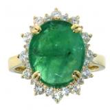 14kt Gold 5.49 ct GIA Emerald & Diamond Ring