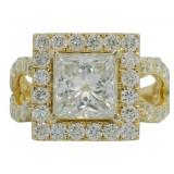 14kt Gold 4.15 ct Princess Cut Lab Diamond Ring