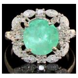 14kt Gold 4.44 ct Round Emerald & Diamond Ring
