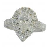 14k Gold 2.52 ct VVS Pear Cut Lab Diamond Ring