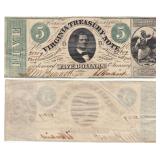 1862 $5 Virginia Treasury Note Obsolete Currency