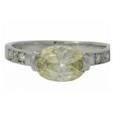 Platinum 1.27 ct Oval Fancy Yellow Diamond Ring