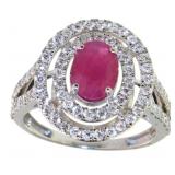 14kt Gold 2.32 ct Natural Ruby & Lab Diamond Ring