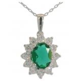 Oval 3.54 ct Emerald & Diamond Necklace