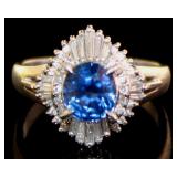 Platinum 2.08 ct Natural Sapphire & Diamond Ring