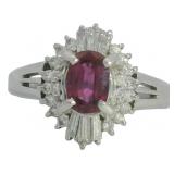 Platinum 1.30 Natural Ruby & VS Diamond Ring