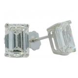 14k Gold 3.85 ct Emerald Cut Lab Diamond Earrings