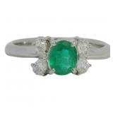 Platinum 4/5 ct Natural Emerald & Diamond Ring