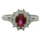 Platinum 3/5 ct Natural Ruby & Diamond Ring