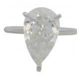 14kt Gold 3.81 ct Pear Lab Diamond Solitaire Ring