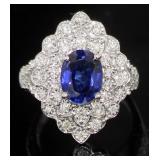 14kt Gold 3.08 ct Sapphire Diamond Ring