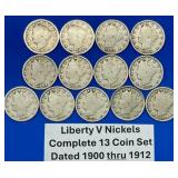 1900-1912 Complete Liberty Nickel Dated Coins